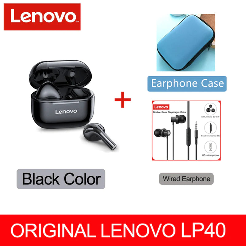 Auriculares Lenovo LP40 TWS – Inalámbricos, Estéreo, Graves Potentes y Larga Duración