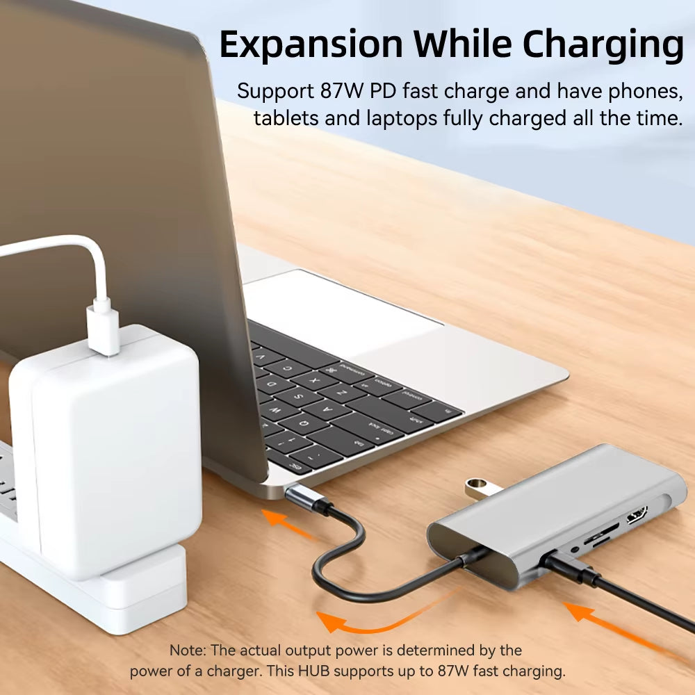 11-in-1 USB-C Hub with 4K 30Hz HDMI, USB 3.0 Adapter, and 87W Power Delivery for MacBook Pro and Air