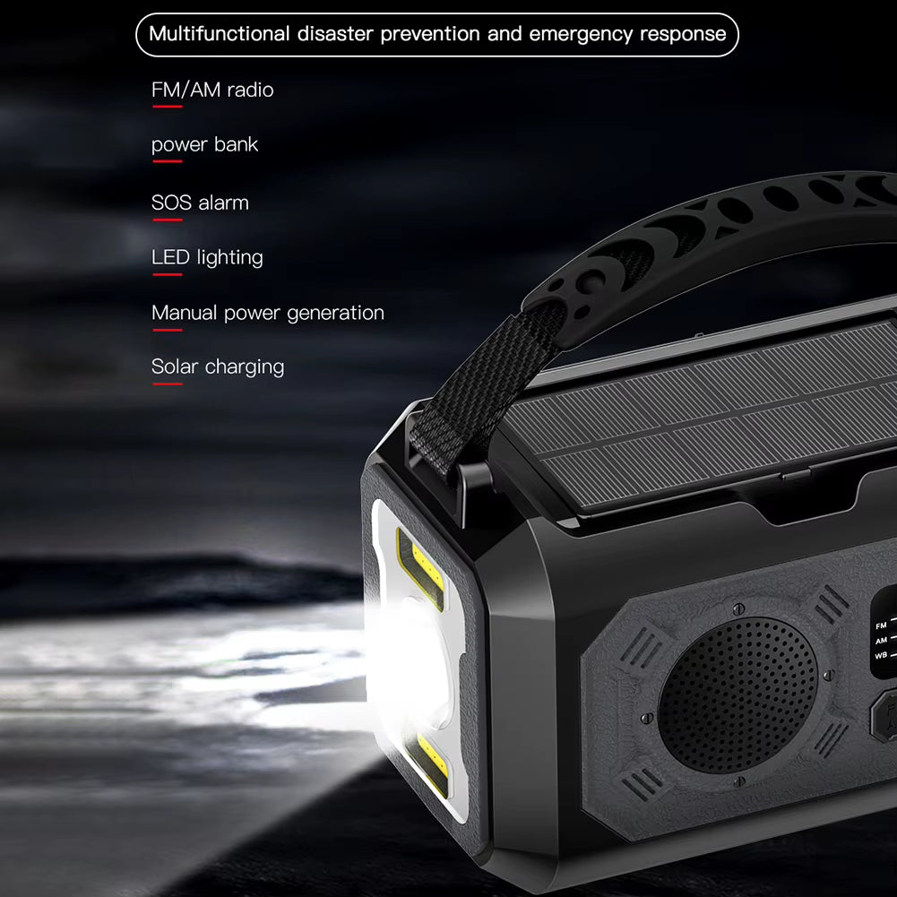 12000Mah Emergency Radio Multifunction Radio Hand Crank Solar AM/FM/NOAA Weather Radios with LED Flashlight Power Bank Charger