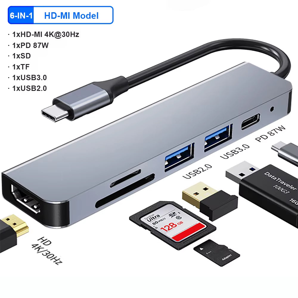 11-in-1 USB-C Hub with 4K 30Hz HDMI, USB 3.0 Adapter, and 87W Power Delivery for MacBook Pro and Air