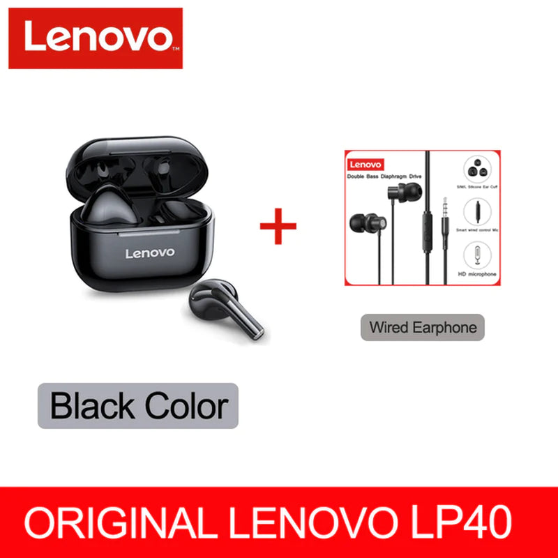 Auriculares Lenovo LP40 TWS – Inalámbricos, Estéreo, Graves Potentes y Larga Duración